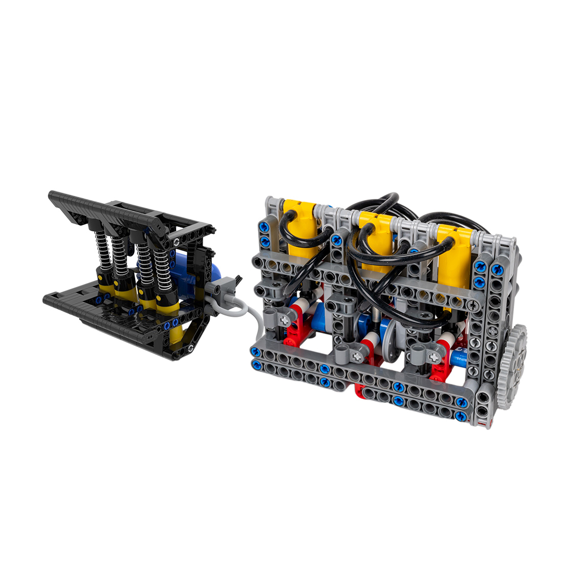 MOC Three Cylinder Pneumatic Engine & Manual Air Pump Building Blocks