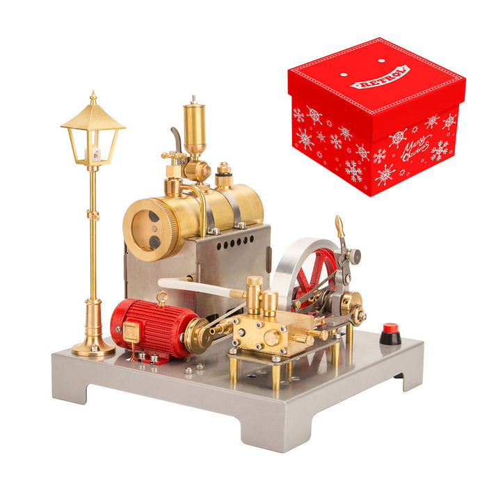 RETROL SE-02 Metal Steam Engine with Horizontal Boiler Model Kit and Generator Street Lamp (100PCS)