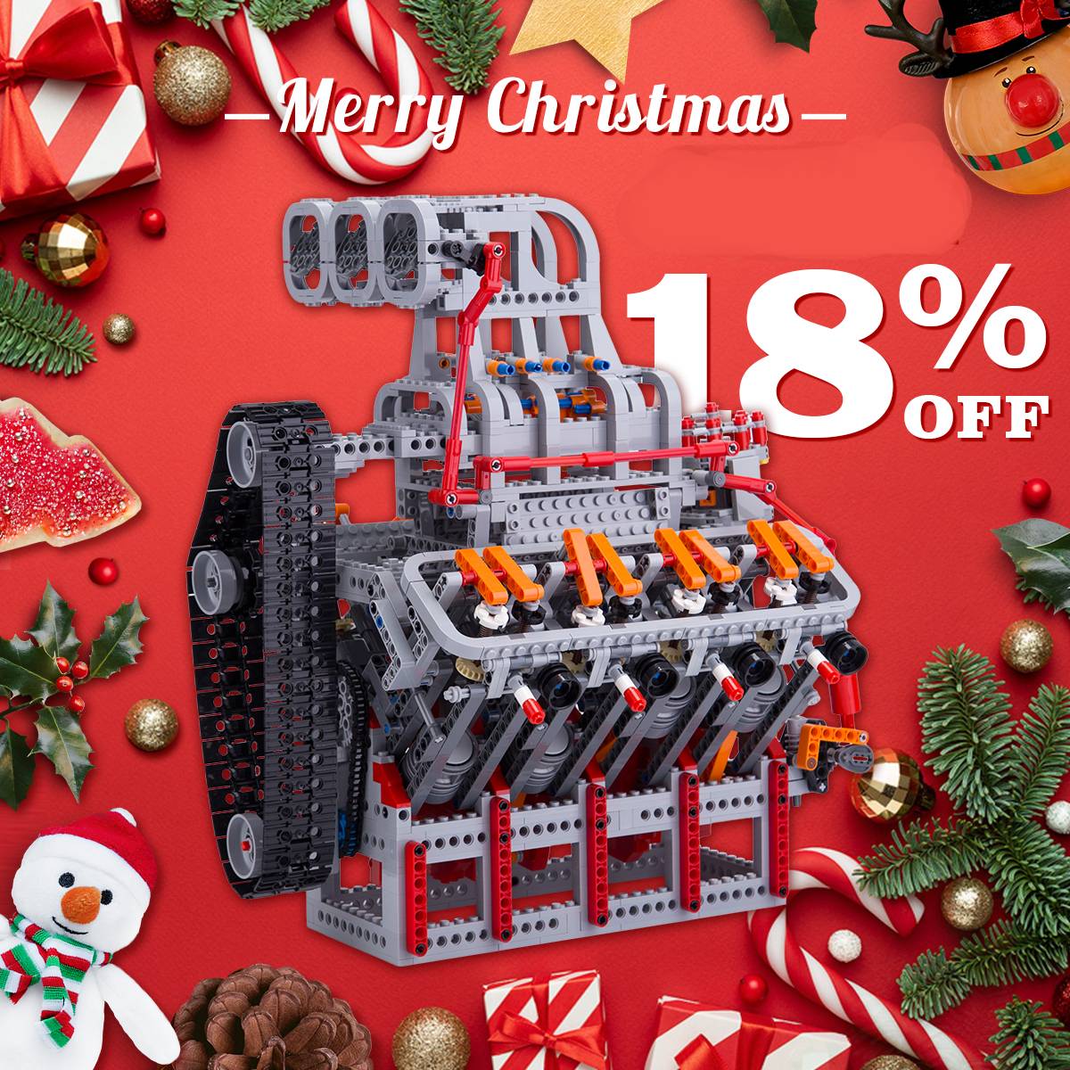 HOLDEN OHV 5.0L V8 Motor MOC Engine Model Building Blocks Toy Set - 2106PCS - Build Your Own V8 Engine